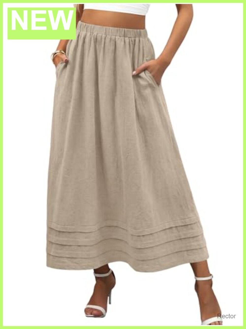 Women's Maxi Skirt Tiered A-Line High Waist Flowy Long Skirt with Pockets